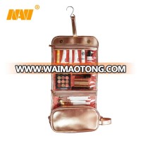 fashion gold PU travel hanging toiletry bag for women