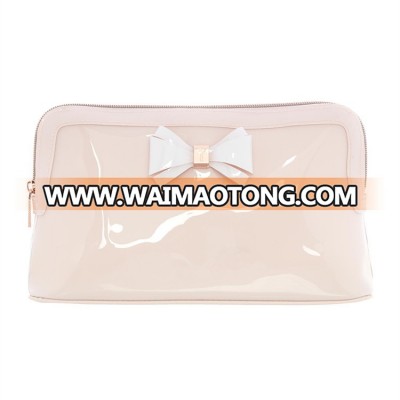 Wholesale good price plain pink makeup cosmetic bag