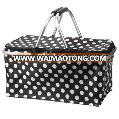 Foldable foil Picnic COOL COOLER Basket Bag Aluminium Frame Lightweight Keep Hot/Cool